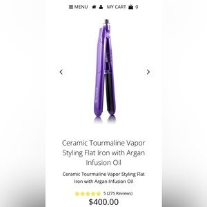 Royal Ceramic Tourmaline Vapor Flat Iron (Purple)